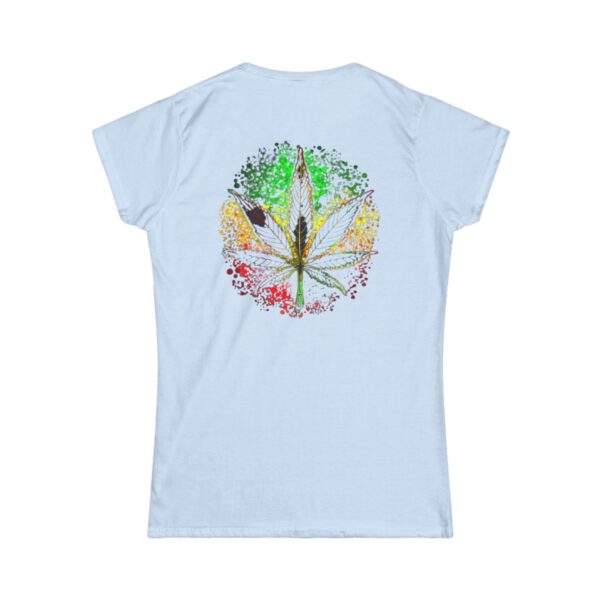 Double Print Women's Tee - Colorful and Leafy Design tee is a more feminine take on the classic tee. The sleeves are shortened to reveal some shoulder. The fabric is 100% ringspun cotton for all solid colors. - Image 17