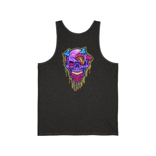 Double printed Rockin Shroomin Drippy SkullMan Unisex Jersey Tank - Image 6